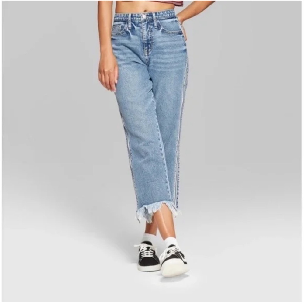 Wild Fable High Rise Ankle Side Zip Jeans frayed hem Size 4 - Picture 1 of 9